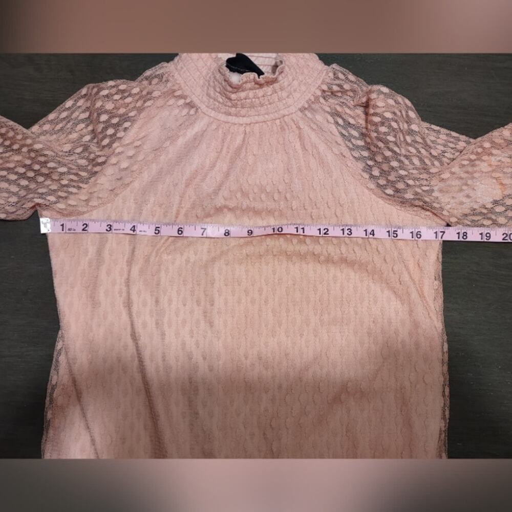 Nina Leonard Lace Mockneck Trapeze Long Sleeve Dress in Blush Size Small - Picture 7 of 16